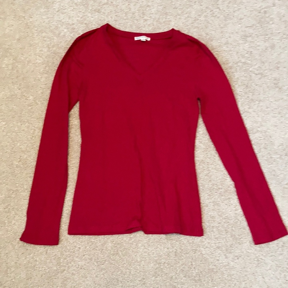NWOT Medium Red V Neck Long Sleeve Fitted Top